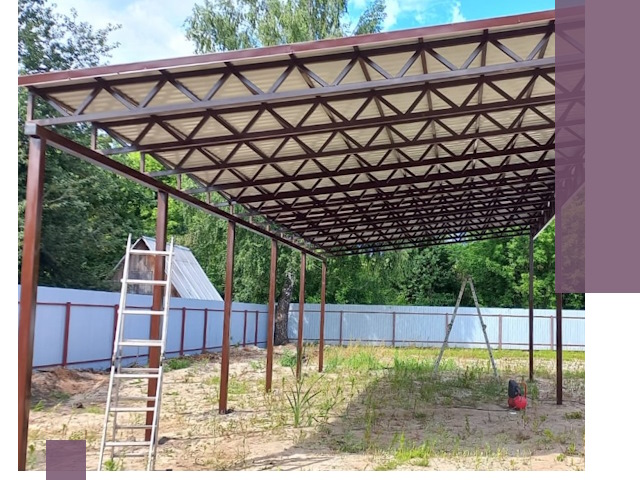 Односкатные навесы под ключ в Белогорске — изготовление и монтаж